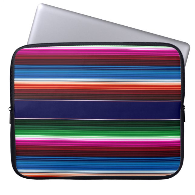 Blau, Orange, Hot Pink, grüne mexikanische Sarapie Laptopschutzhülle (Vorderseite)