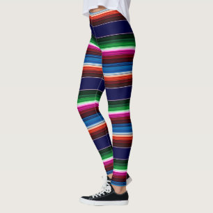 Blau, Orange, Hot Pink, grüne mexikanische Sarapie Leggings