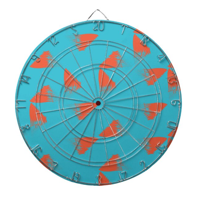 Blau, orange, lebhaft, trendig geometrisch dartscheibe (vorne)