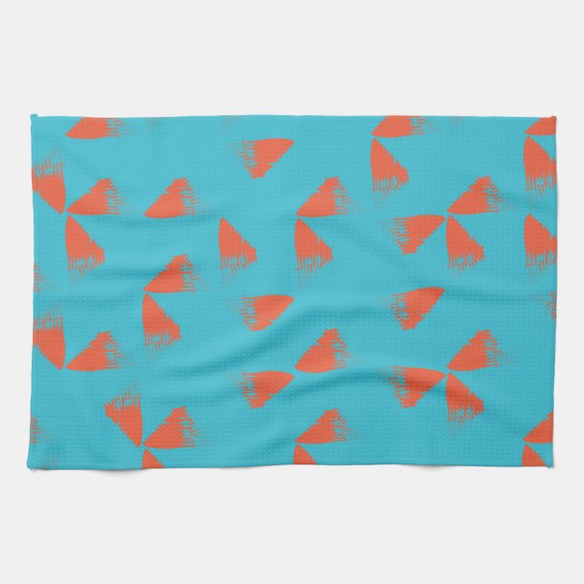 Blau, orange, lebhaft, trendig geometrisch geschirrtuch (Horizontal)