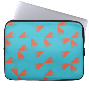 Blau, orange, lebhaft, trendig geometrisch laptopschutzhülle