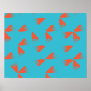 Blau, orange, lebhaft, trendig geometrisch poster