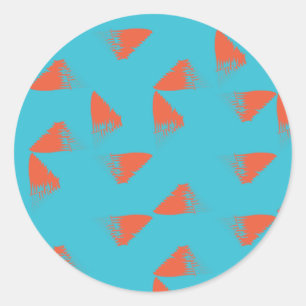 Blau, orange, lebhaft, trendig geometrisch runder aufkleber