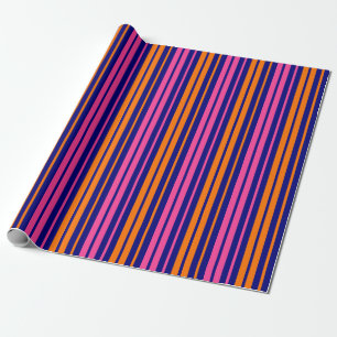 Blau Orange Pink Vertikale Streifen Design Geschenkpapier