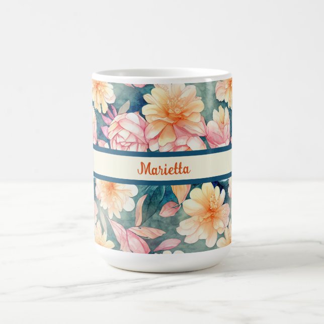 Blau, orange, rot, Aquarellfarben Personalisiert Kaffeetasse (Mittel)