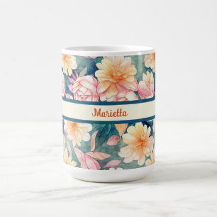 Blau, orange, rot, Aquarellfarben Personalisiert Kaffeetasse