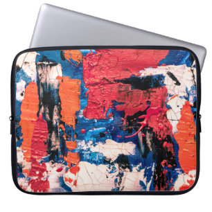 Blau, Orange, Rot und Schwarz Laptopschutzhülle