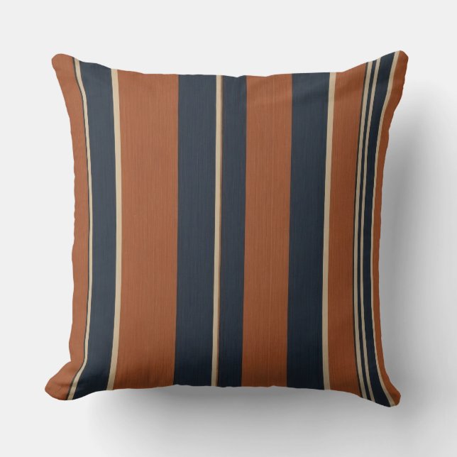blau-orange Streifen Kissen (Vorderseite)