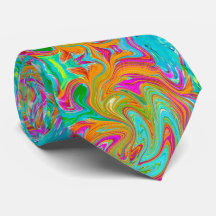 Blau, orange und scharf rosa Groovy Abstrakt Retro