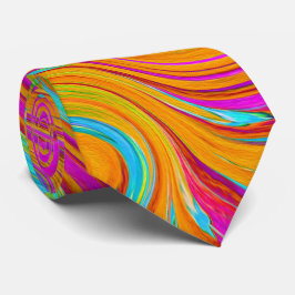 Blau, orange und scharf rosa Groovy Abstrakt Retro Krawatte