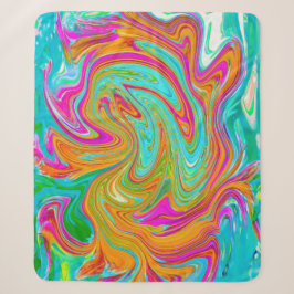 Blau, orange und scharf rosa Groovy Abstrakt Retro Sherpadecke