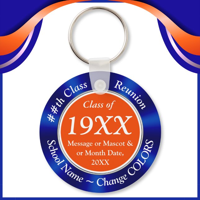 Blau, Orange, Weiß, Wiedersehen-Gastgeschenke der  Schlüsselanhänger (Blue Orange, Class Reunion Favors. High School Reunion Souvenirs. 50 year, 40 year, 25 year reunion.)