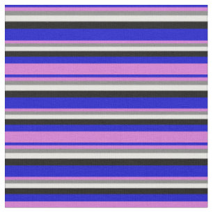 Blau, Orchid, Grau, Weiß und Schwarz Streifen Must Stoff