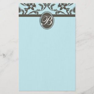 Blau-Paisley-Floral-Monogramm Briefpapier
