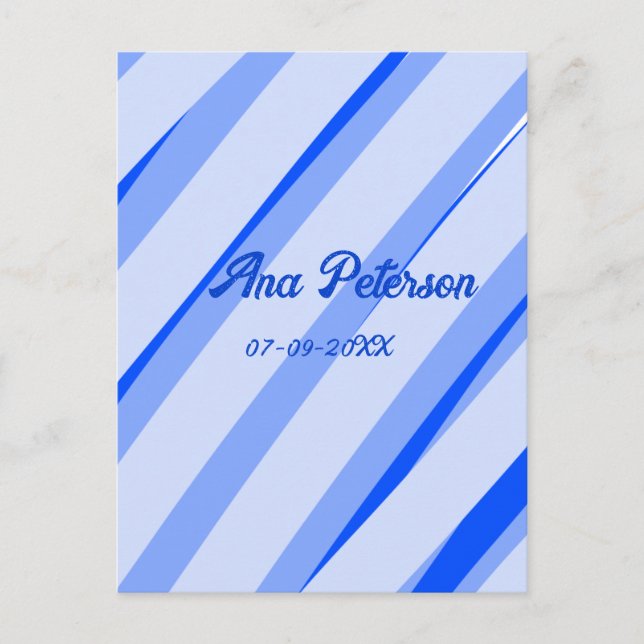 Blau Pastellfarben Hinzufügen des Namensdatums boh Postkarte (Vorderseite)