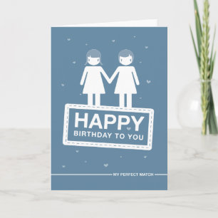 Blau Perfect Match Happy Birthday Karte