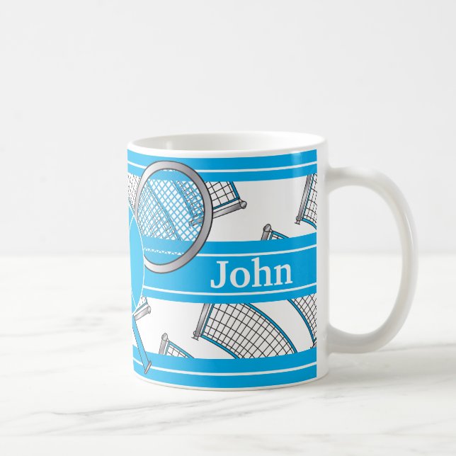 Blau personifiziert Tennis-Entwurf Kaffeetasse (Rechts)