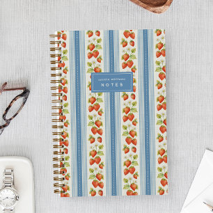 Blau Persönlicher Erdbeeren-Bauernmarkt Notizbuch