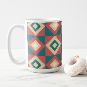 Blau Pfirsich Diamant geometrisch  Kaffeetasse
