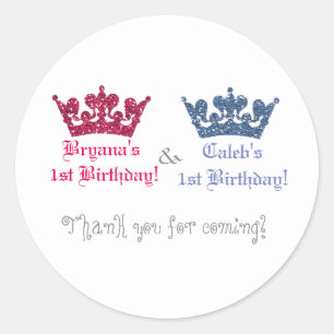 Blau & Pink Crown Royal Prinz Prinzessin Aufkleber