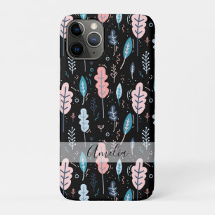 Blau-Pink-Doodle-Blätter Personalisiert Case-Mate iPhone Hülle