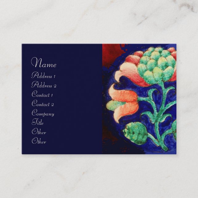 BLAU PINK GREEN FLORAL DECOR Stilvolle Blume Visitenkarte (Vorderseite)