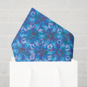 Blau Pink Modernes Abstraktes Blumenwasser Trend Seidenpapier