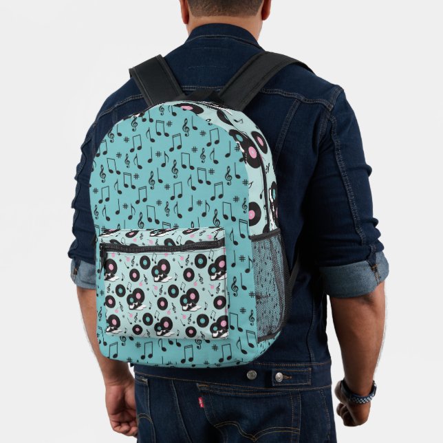 BLAU & PINK RETRO 50'S THEMED ALBUMS & SHOES BEDRUCKTER RUCKSACK (Insitu (Modell))