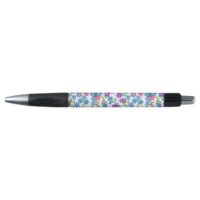 Blau Pink Vergessen Sie mir nicht Blume Pen Kugelschreiber (Vorderseite)