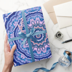 Blau Pink White Agate Boho Mandala Muster Geschenkpapier