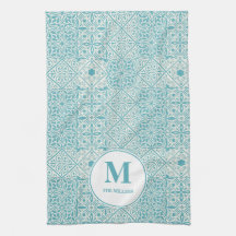 Blau Portugiesisch Tiles Türkis Mit Monogramm