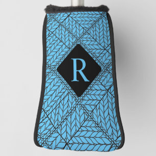 BLAU RAUTE STRICK Golf Putter Cover + Initial II Headcover