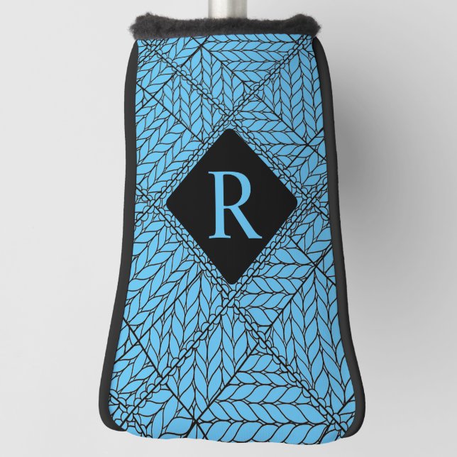 BLAU RAUTE STRICK Golf Putter Cover + Initial II Headcover (Rotieren 90)