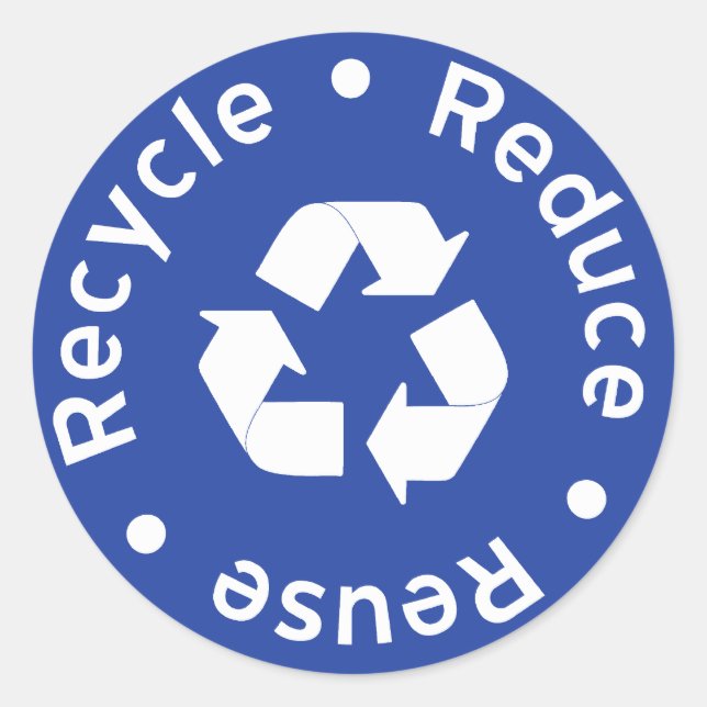 Blau Recycelnd Symbolaufkleber Runder Aufkleber (Vorderseite)