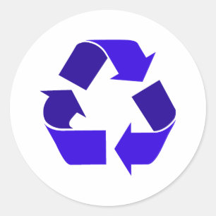 Blau recycelt runder aufkleber