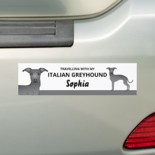 Blau - Reisen mit meinem italienischen Windhund Autoaufkleber