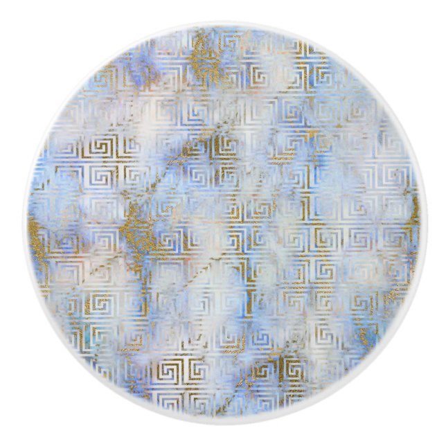 BLAU RETRO MARBLE CUSTOM KERAMIKKNAUF (Vorderseite)