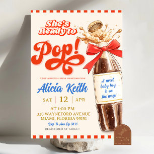 Blau Retro Sie ist bereit, Bow Boy Baby Shower zu Einladung