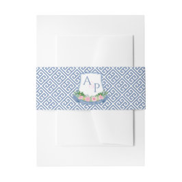 Blau-rosa-blaue Floral-Monogramm-Hochzeitsstift Einladungsbanderole