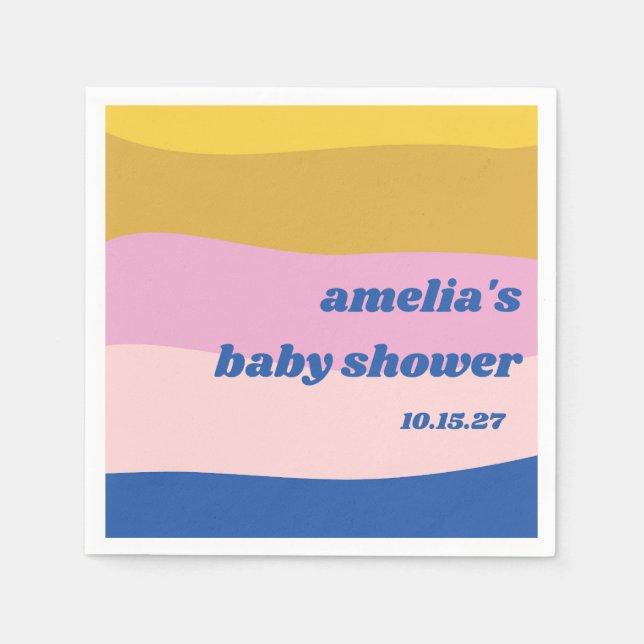 Blau rosa Gelb Niedliche Kinderdusche Serviette (Vorderseite)