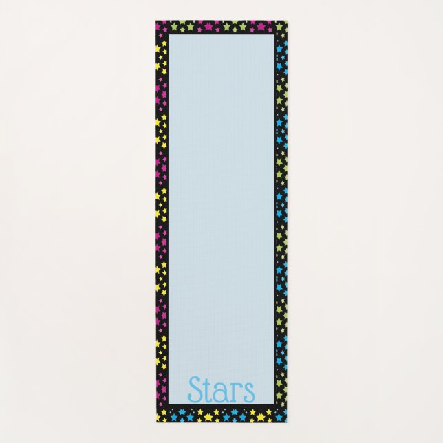 Blau-Rosa Gelb und Grün Yogamatte (Vorderseite)