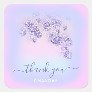 Blau-Rosa Glitzer SWEET16TH Holograph Quadratischer Aufkleber