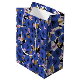Blau-Rosa-Gold-Blumenmuster Mittlere Geschenktüte