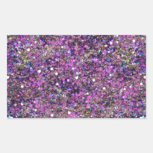 Blau Rosa Gold Glitter Glamourös Leere Vorlage Rechteckiger Aufkleber
