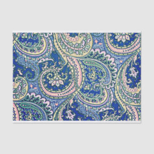 Blau, Rosa, Grüne Paisley-Blumen, Blätter  Seidenpapier