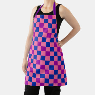 Blau Rosa Lila Karomuster Design Schürze