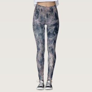 Blau & Rosa Rosafarbenes abstraktes Wasserfarb-Sta Leggings