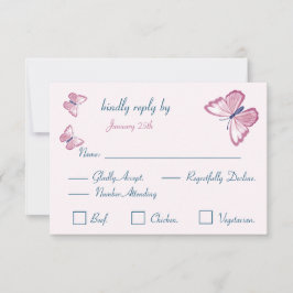 Blau-rosa Schmetterlinge Antwortkarte UAWG RSVP Karte