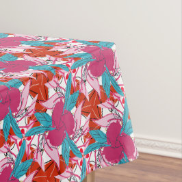 Blau rosa Türkisblau, florales Druckmuster Tischdecke
