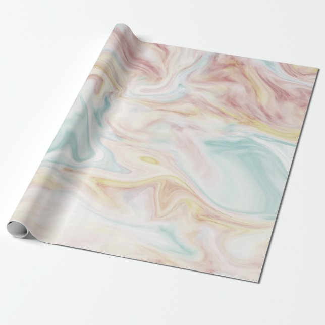 Blau, Rosa und Gelb Marmor Geschenkpapier (Ungerollt)